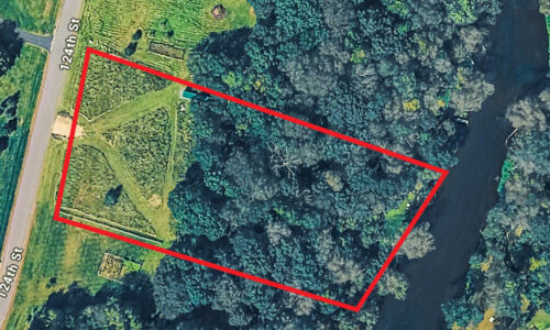2+ surveyed and build-ready acres for sale with 211 ft of private frontage on the Apple River just north of New Richmond, WI in St. Croix County.